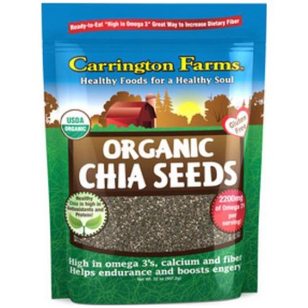 Carrington Farms Organic Chia Seeds are rich in omega 3s and high in fiber