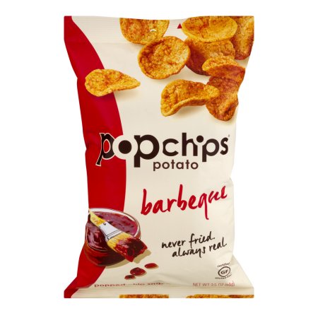 Popchips Barbeque Potato Chips have 50+% less fat per 28-gram serving: Barbeque Popchips 4 grams