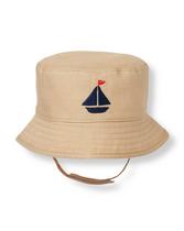 Our bucket hat is crafted in a breezy linen blend. An embroidered sailboat finishes the sweet design. 60% Linen/40% Cotton. Touch-Close Chinstrap. Spot Clean; Imported. Sweet Sailing.