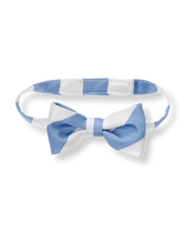 Finish his party look with our charming striped bowtie. Permanently fastened in a classic knot. 100% Polyester. Touch-Close Strap. Spot Clean; Imported. The Classics Shop.