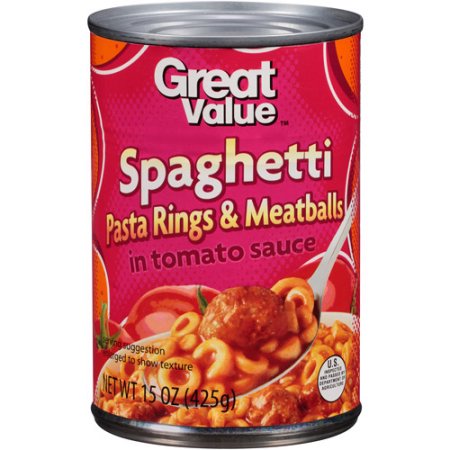 Great Value Spaghetti Rings With Meatballs In Tomato Sauce