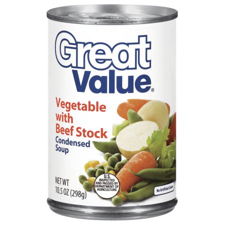 Great Value Vegtable W/Beef Stock Condensed Soup 10.5 Oz Can