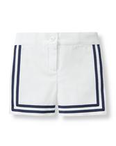 Our classic short made from soft cotton twill features grosgrain ribbon stripes