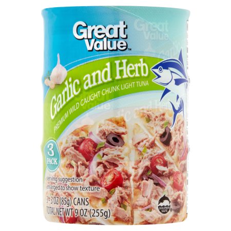 Great Value Gv 3pk Garlic & Herb Tuna Can