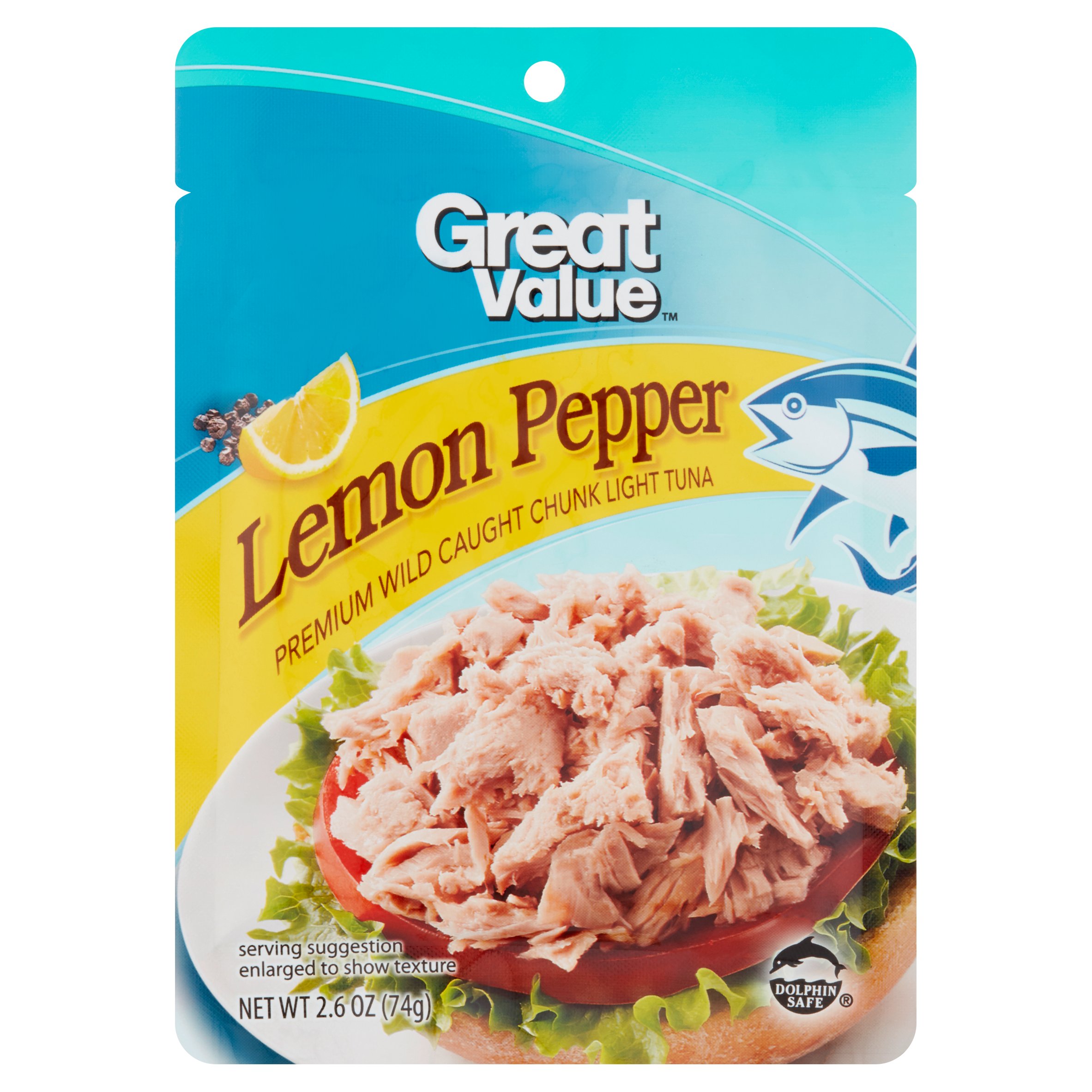 Great Value Lemon Pepper Premium Wild Caught Chunk Light Tuna 2.6oz