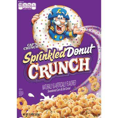 Cap'n Crunch's Sprinkled Donut Crunch Sweetened Corn & Oat Breakfast Cereal