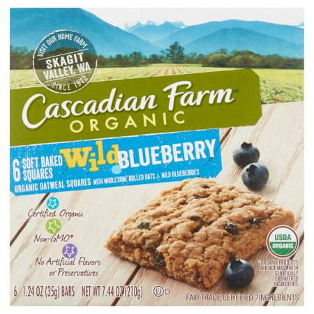 Cascadian Farm Organic Wild Blueberry Soft Baked Squares 6 ct Box