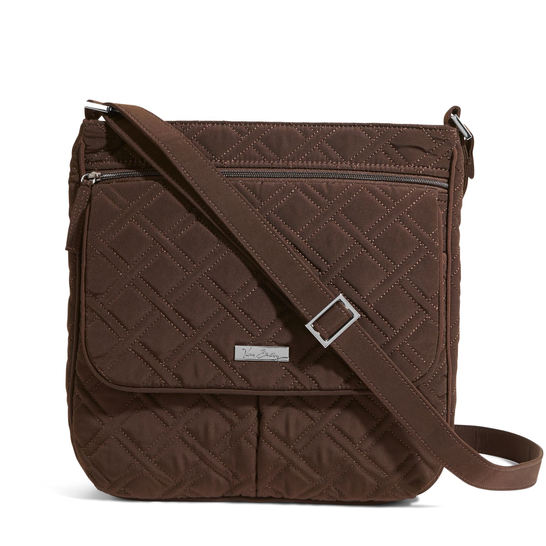 Vera Bradley Double Zip Mailbag Crossbody in Espresso - Moms Priority