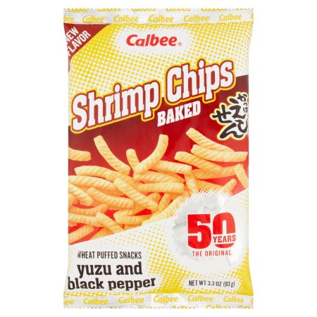 Calbee Baked Shrimp Chips Baked Yuzu and Black Pepper Wheat Puffed Snacks