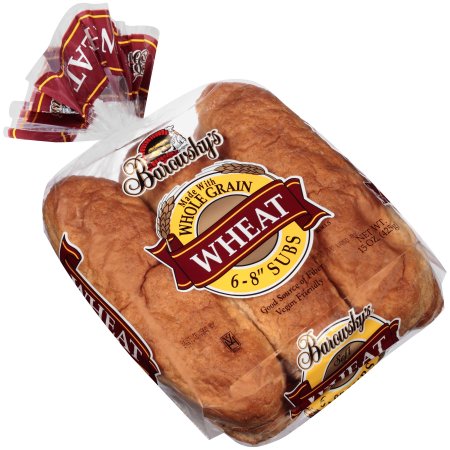 Barowsky's ® Wheat 8" Sub Rolls 6 ct Bag