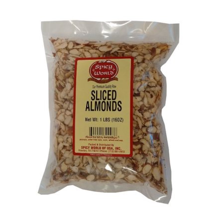 Spicy World Natural Raw Sliced Almonds - 1 Pound Bag - Fresh!