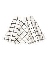 Our versatile skirt features allover windowpane print for preppy charm. Soft fabric and slight stretch for all-day comfort. 63% Cotton/31% Polyester/6% Spandex Ponte Di Roma. Elasticized Waist. Machine Washable; Imported. Snowy Cottage.
