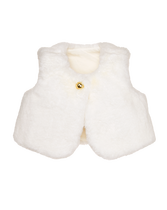 Our plush faux fur vest is the perfect little layer for baby's special moments. Fully lined style is finished with a gold-tone button. 100% Polyester Faux Fur. Fully Lined. Button Front. Machine Washable; Imported. Snowy Cottage.