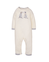 Keep him comfortable in our sweater one-piece. Charming design is decorated with intarsia-knit penguins