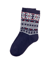 Our sock features classic Fair Isle print with snowflake accents. Soft cotton is blended with nylon and spandex for stretch and hold. Cotton/Nylon/Spandex. Textured Grips (Sizes Up To 18-24 Months). Machine Washable; Imported. Crimson Lane.