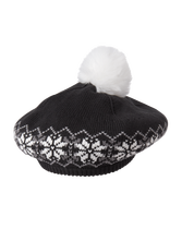 Accent her look with our Fair Isle sweater beret. Faux fur pom-pom finishes the design. 100% Combed Cotton. Fully Lined. Machine Washable; Imported. Snowy Cottage.