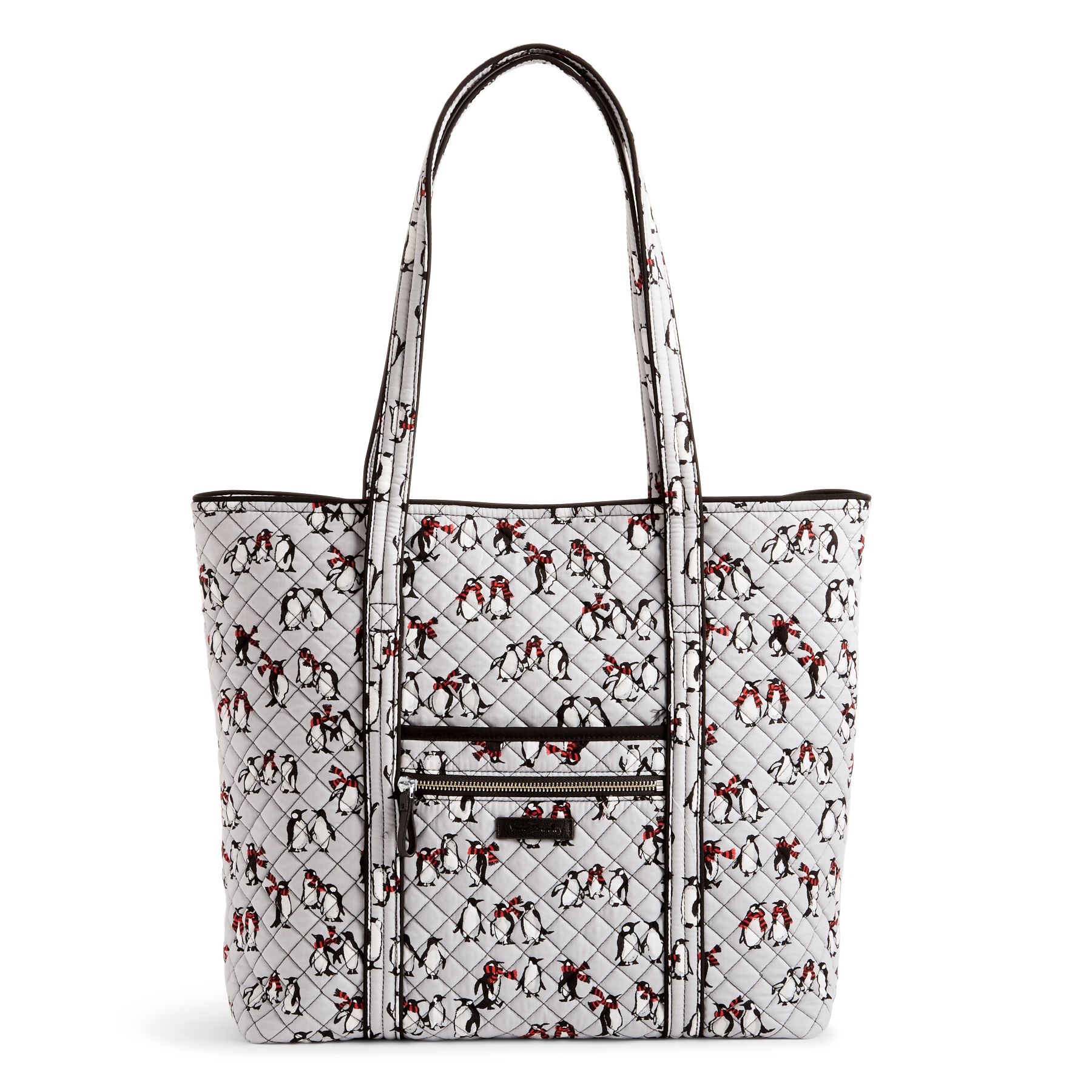 Vera Bradley Iconic Vera Tote in Playful Penguins Gray Moms Priority