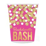 Bachelorette Bash Stadium Cups ~Get the bride-to-be's party started with these fabulous hot pink cups with gold print that reads "Bachelorette Bash". Add the matching beverage napkins
