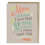 Don't Tell Dad Mother's Day Greeting Card ~Folded card is offset print in Los Angeles with the hand lettered phrase "Mom
