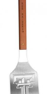 Texas Tech Red Raiders Sportula ~Texas Tech sports enthusiasts will love this ultimate display of Texas Tech Red Raiders Merchandise. The Sportula is a heavy duty stainless steel grilling spatula that is perfectly designed for the Ultimate Tailgater! Go Red Raiders!  Unique laser-cut design Heavy-duty stainless steel Hard maple handles with durable brass rivets Convenient bottle opener Custom heat-stamped lettering