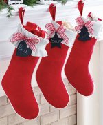 Tree Chalkboard Stocking ~Red burlap stocking accented with ruffles