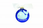 My First Christmas Blue Whale Glass Ornament ~Add a nautical note to baby's first Christmas with the preppy and playful My First Christmas Blue Whale Ornament. The little blue and white whale sails into the holiday season with crisp stripes and a playful spout. Each ornament is perfectly packaged with a matching gift box and coordinating tied ribbon for easy gift giving and safe storage.