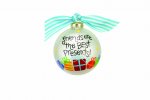 Friends Are The Best Presents Glass Ornament ~Celebrate the gift of friendship with our Friends Are The Best Presents Ornament. Colorful presents and playful polka dots adorn this endearing ornament. Each ornament is perfectly packaged with a matching gift box and coordinating tied ribbon for easy gift giving and safe storage.