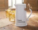 Happy Everything Pitcher ~Ceramic beverage pitcher features raised pattern at base and rim