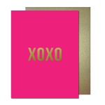 XOXO Gold Foil Greeting Card ~Solid hot pink card with the saying "XOXO" stamped in gold foil. Card is blank on the inside for your personal message. Includes kraft envelope.