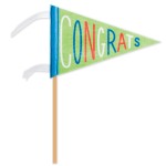 Congrats Pennant ~Cheer someone up with these colorful felt pennants! 5" x 8" pennant on a wooden stick.