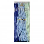 Blues Party Tassel Garland ~No hassle tassels! Includes 12 tassels in shades of gold and silver. Since each tassel is separate you can space them out to your liking as well choose what colors go next to each other. Mix and match with the other colors to create the paper tassel of your dreams. Includes thread. Assembly required.