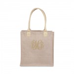 Gold Handle Jute Market Tote ~The perfect size for when you don't need to carry everything! Smaller size makes a great everyday purse as well as a gift when personalized.