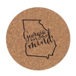 Georgia Cork Trivet ~Show your love for your state. Cork trivet features the outline of the state and the phrase "Georgia on my mind". Makes a great wedding