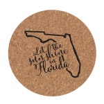 Florida Cork Trivet ~Show your love for your state. Cork trivet features the outline of the state and the phrase "Let the sunshine in Florida". Makes a great wedding