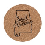 Alabama Cork Trivet ~Show your love for your state. Cork trivet features the outline of the state and the phrase "Sweet home Alabama". Makes a great wedding