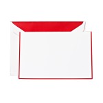 Crane & Co. Red Border on Pearl White Folded Notes ~Corresponde with equal parts confidence and timelessness with a red border on Crane Pearl White paper. Includes envelopes lined in matching red.