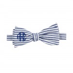 Navy Seersucker Bow Tie ~Enjoy this seersucker bow tie that makes a stylish statement. Pair it with your favorite shirt for a classic look.    Seersucker Material Self-Tie Adjustable Neck Monogram Shown: Circle Font/Navy Blue Thread