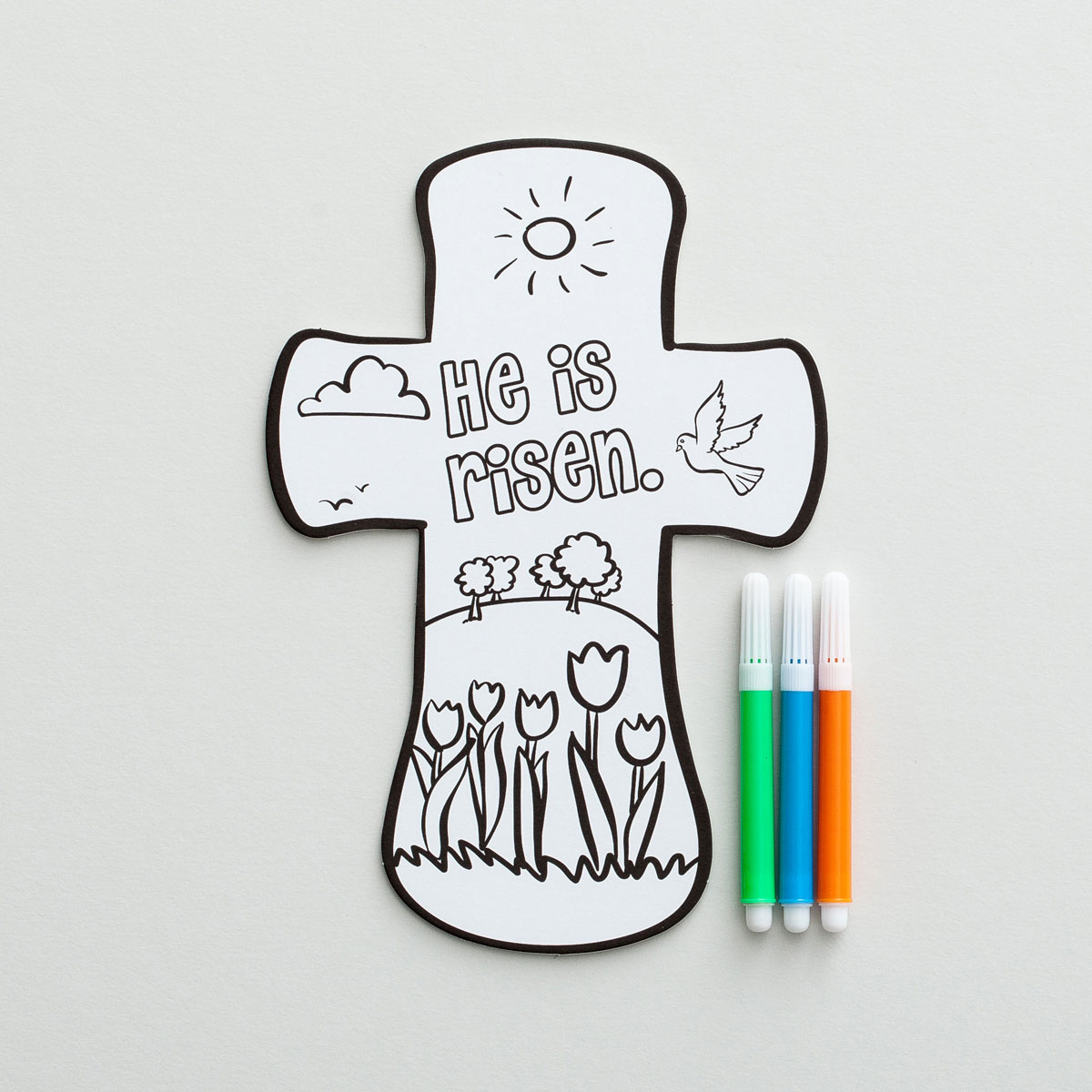 Easter - He Is Risen - Inspirational Color-Your-Own Cross with Markers ...