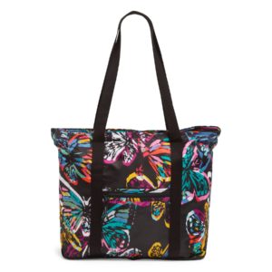 Vera Bradley Packable Women's Tote Bag in Butterfly Flutter BlackTotes