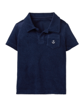 Dashing days by the water in our soft terry polo. Detailed with chest pocket and embroidered anchor appliqué. 80% Cotton/20% Polyester Terry. Inside Neck Trim. Machine Washable; Imported. Sunlight Splash.