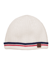Take baby home in our soft sweater beanie. Classic design is detailed with striped folded brim. 100% Combed Cotton. Fully Lined. Machine Washable; Imported. Courtyard Blooms.