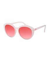 Say hello to sun in our pink tinted sunglasses. Features UV lenses and a sturdy frame. Manmade Material. Polyurethane Frame; UV Lenses. Flexible Rubber Arms (Size 0-2 Only). Spot Clean; Imported. Sunlight Splash.