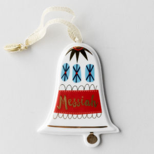 Messiah - Porcelain Christmas Ornament Celebrate the true meaning of Christmas with our bell-shaped 'Messiah' porcelain keepsake ornament. The DaySpring Names of Jesus Ornament Collection features inspirational keepsake ornaments that highlight a different name of Jesus with the corresponding Scripture on each Scandinavian Folk themed