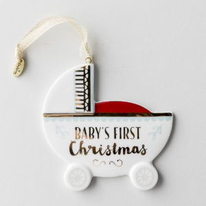Baby's First Christmas - Porcelain Christmas Ornament Our 'Baby's First Christmas' inspirational keepsake ornament