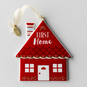 First Home - Porcelain Christmas Ornament With its Scandinavian Folk themed design