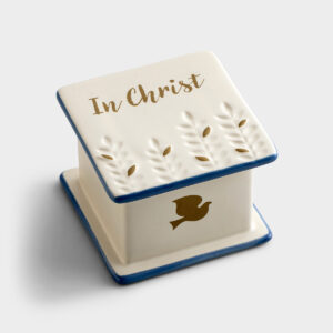 Baptism Keepsake Box Celebrate new life in Christ and commemorate the baptism of a loved one with this baptism keepsake box. A message inside the box will make this an extra special gift for them. This is a perfect place for your loved one to keep any small gifts they receive on that memorable day.Message:(Lid)In Christ(Inside)Jesus said..."Baptise them in the name of the Father