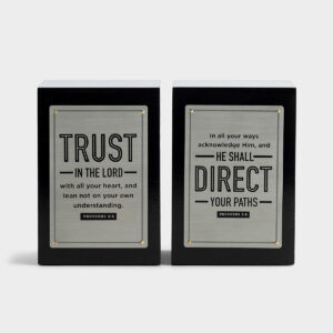 Trust In The Lord - Bookends Decorate your office with these inspirational bookends. These modern bookends are a great reminder that when trust in the Lord
