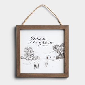Grow in Grace - Wall Art This eye-catching wall art is a perfect way to express your faith with your home decor. The unique design will be sure to get a comment from everyone who enters your home.Message:Grow in GraceProduct details:Inspirational wall artSize: 7 1/2" x 7 1/2" x 3/8"Material: wood compositeRope hangerProduct by DaySpring