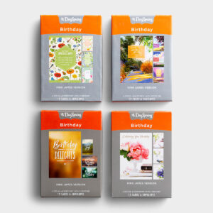 Birthday - KJV - Bundle of 4 Boxed Cards Prepare to bless family and friends with cards sent at just the right time from this inspiring bundle of birthday boxed cards. Also great for ministries
